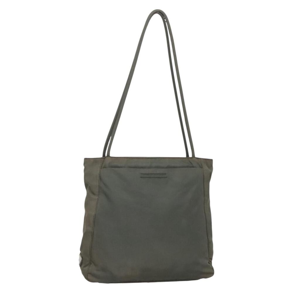 PRADA Tote Bag Nylon Khaki Silver